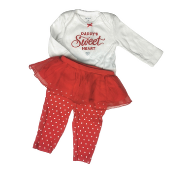BABY GIRL SIZE 3 MONTHS - CARTER'S, 2 Piece Matching Graphic Tutu Outfit GUC B21