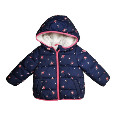 GIRL SIZE 3 YEARS - BABY GAP, Floral Plush Winter Puffer Jacket, Hooded EUC B28