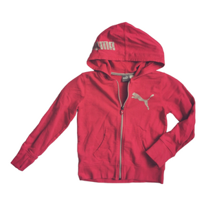 GIRL SIZE SMALL (7 YEARS) - PUMA, Dark Pink Zippered Hoodie VGUC B29