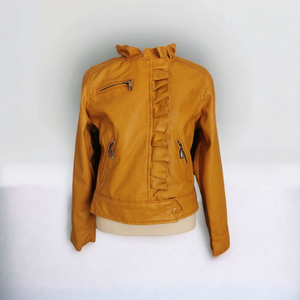 GIRL SIZE MEDIUM (10/12 YEARS) - DOLLHOUSE, Faux Leather Ruffled Jacket EUC B29