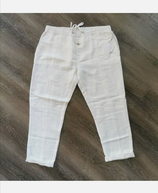 WOMENS SIZE LARGE MELISSA NEPTON KLOSS OFF-WHITE Linen Pants NWT - Faith and Love Thrift