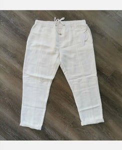 WOMENS SIZE LARGE MELISSA NEPTON KLOSS OFF-WHITE Linen Pants NWT - Faith and Love Thrift
