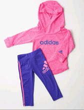 Load image into Gallery viewer, GIRL SIZE 12 MONTHS - ADIDAS Matching Outfit EUC

Super cute baby girl athletic wear.  Lightweight, comfortable and stylish for any occasions. 

Pullover hoodie and pants set in purple and pink colors 


