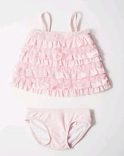 Load image into Gallery viewer, BABY GIRL SIZE 3 MONTHS - Kate Mack (Dipped in Ruffles) 2 pc Tankini.

Enhanced with ruffles, pale pink and fully lined.

Lovely little swimsuit that&#39;s perfect for your little girl.  Excellent preloved condition (like new)

Fabric Content: Nylon/spandex

