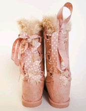 Load image into Gallery viewer, WOMENS SIZE 6 - JUSTFAB, Pink Faux Suede, Corset Boots NWOT B23