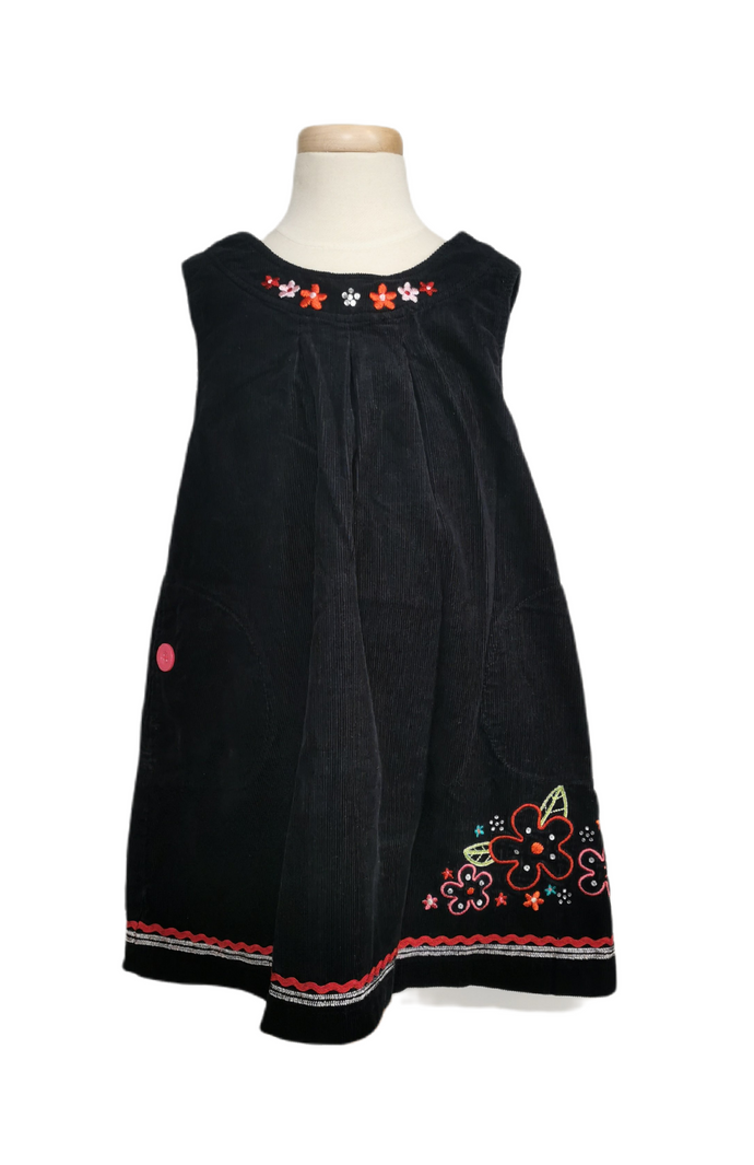 GIRL SIZE MEDIUM (6-7 YEARS) - Lullah Bette, Soft Black Corduroy Dress EUC - Faith and Love Thrift