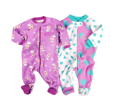 BABY GIRL Size 0-3 Months, 2-Pack Footed Onesies EUC - Faith and Love Thrift