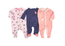Load image into Gallery viewer, BABY GIRL Size 0-3 Months, 3-Pack Footed Cotton Onesies VGUC - Faith and Love Thrift