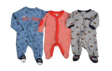 BABY BOY Size Newborn - 3-Pack Soft Cotton, Footed Onesies VGUC - Faith and Love Thrift
