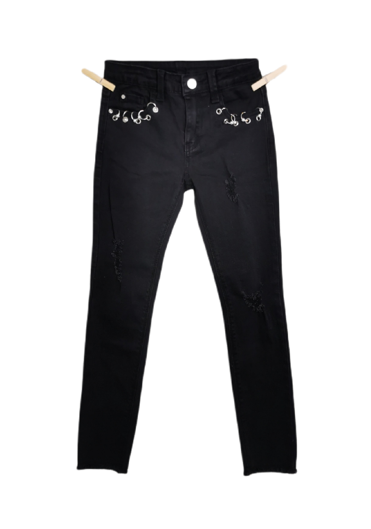 Black ripped jeans size 8 discount
