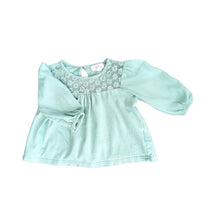 Load image into Gallery viewer, BABY GIRL SIZE 6-12 MONTHS - PUMPKIN PATCH Soft, Lace, Mint Green Top VGUC - Faith and Love Thrift