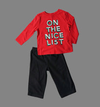 Load image into Gallery viewer, BABY BOY SIZE 12 MONTHS - Mix N Match Outfit EUC

Old Navy, Long-Sleeve, Graphic Christmas Tee (Sized as 18/24 months, but the top is 100% cotton and in my opinion looks like it shrunk a little)

Carter&#39;s, Black Fleece Pants (Size 12 Months) 

Super cute baby boy outfit that&#39;s perfect for the holiday season. 

 

 

