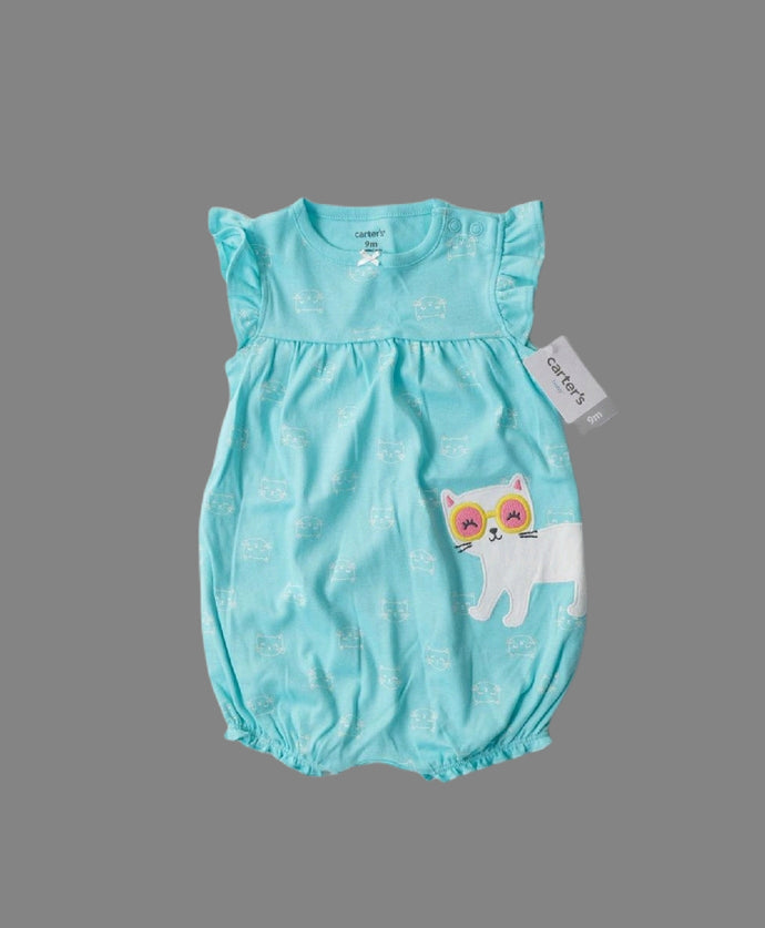 BABY GIRL SIZE 9 MONTHS - CARTERS, Graphic Summer Romper NWT

Adorable little one-piece with graphic Kitty patterns.  

